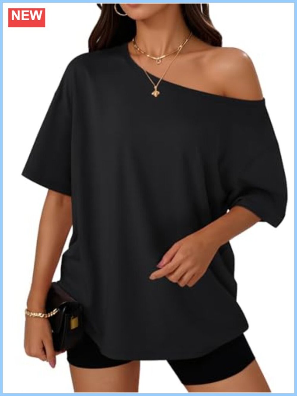 Oversized Off Shoulder T-Shirt, Summer Trendy Loose Women's Top
